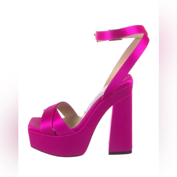 Jimmy Choo Pink Platform Heels with Chunky Block Heel - Picture 1 of 6